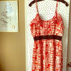 Beautiful Red/Cream Forever 21 Dress (Size: Large)